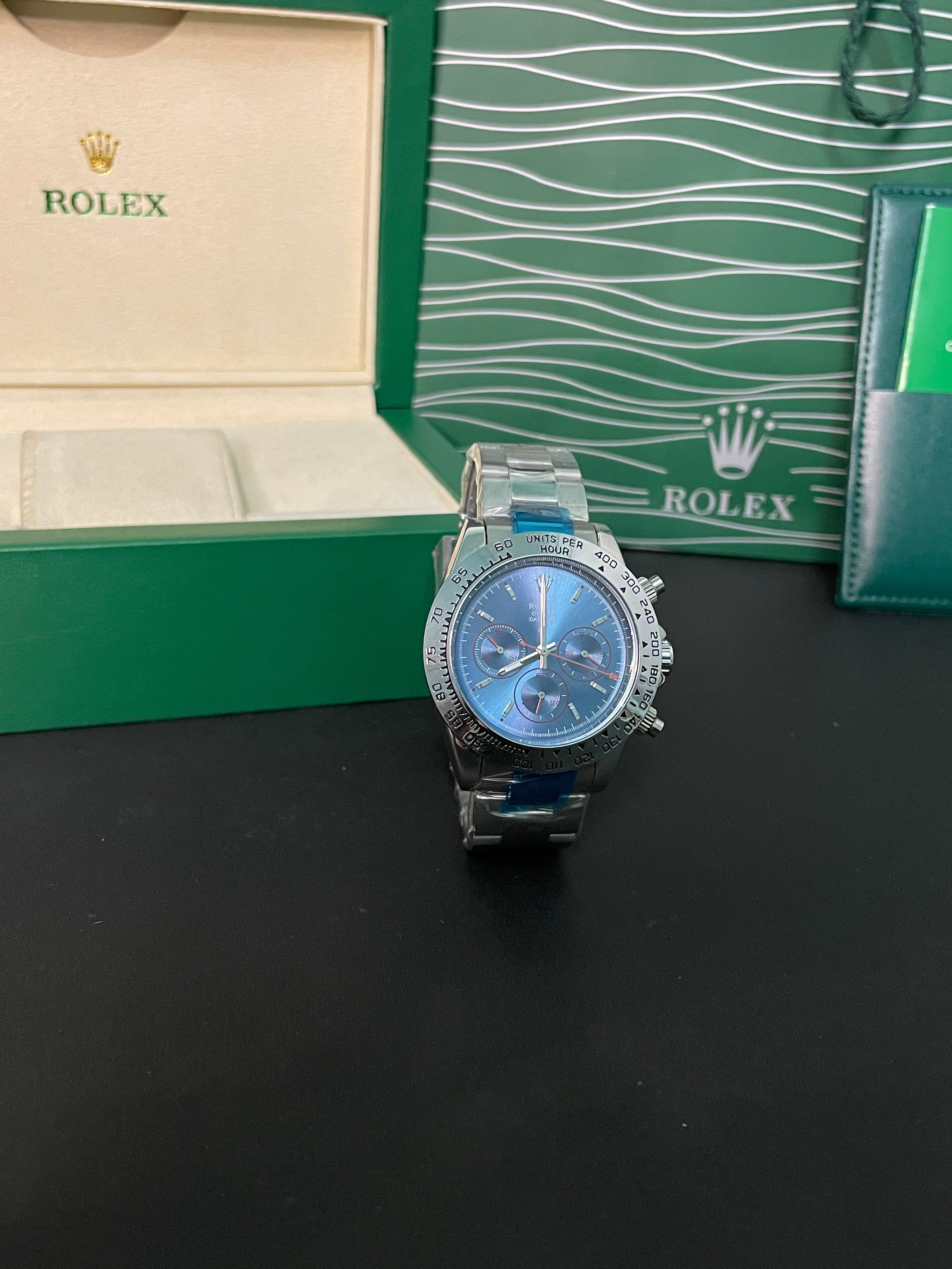 ROLEX PREMIUM WATCH | BLUE DIAL SILVER CHAIN |