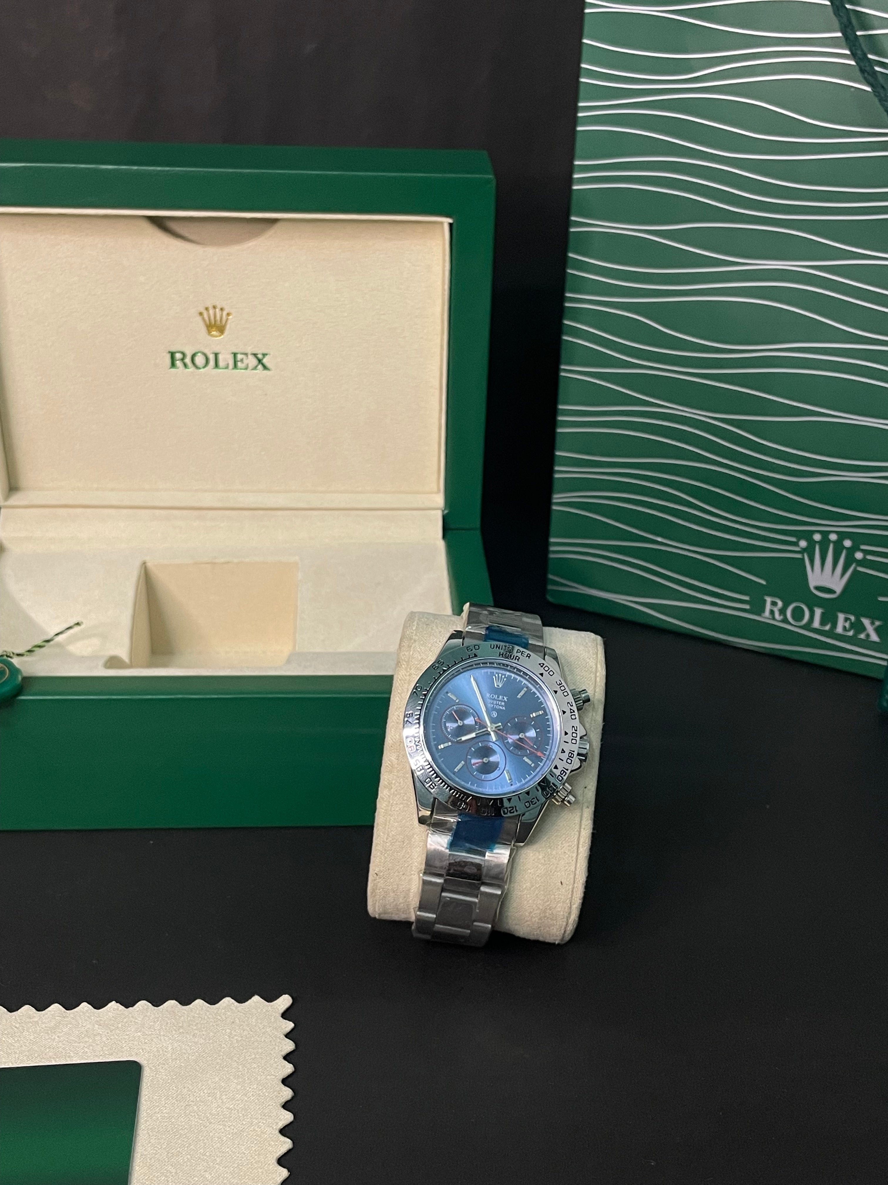 ROLEX PREMIUM WATCH | BLUE DIAL SILVER CHAIN |