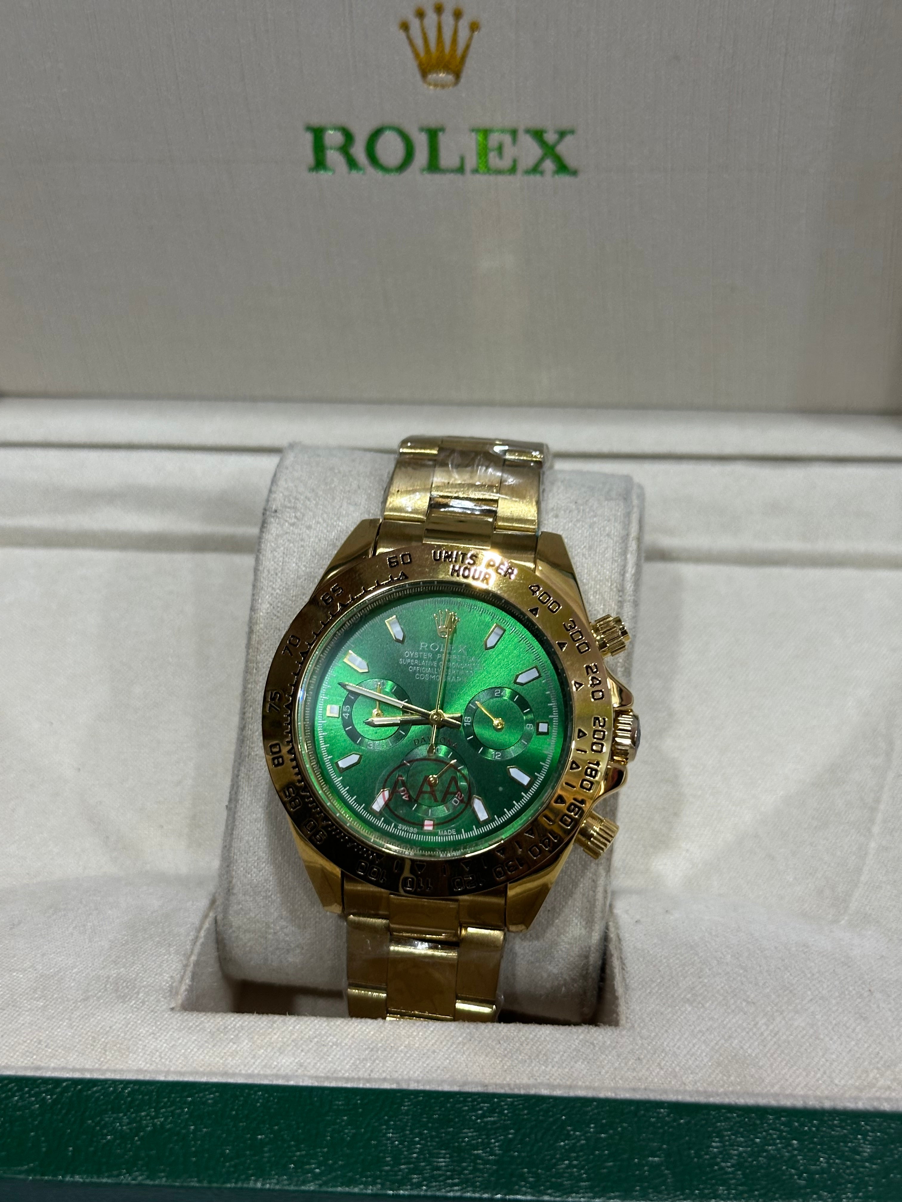 ROLEX PREMIUM WATCH | GREEN DIAL WITH FULLY GOLDEN CHAIN