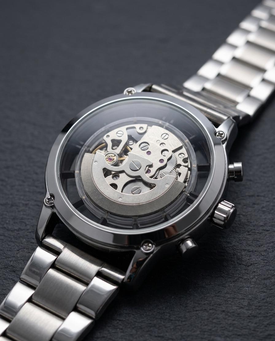 Fossil Men Townsman Silver Automatic Stainless Steel Analogue Watch | Blue Dial, Silver Band