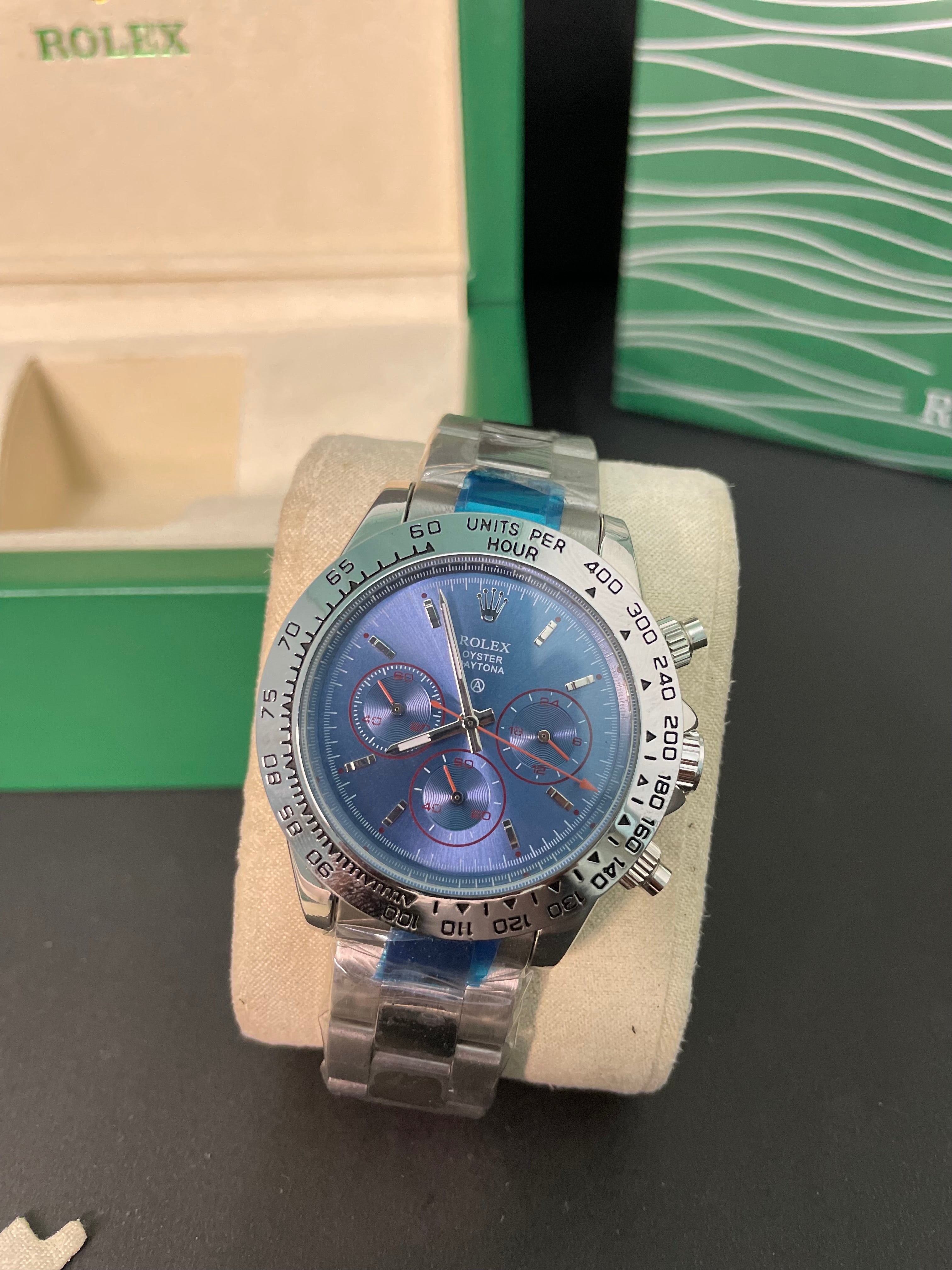 ROLEX PREMIUM WATCH | BLUE DIAL SILVER CHAIN |
