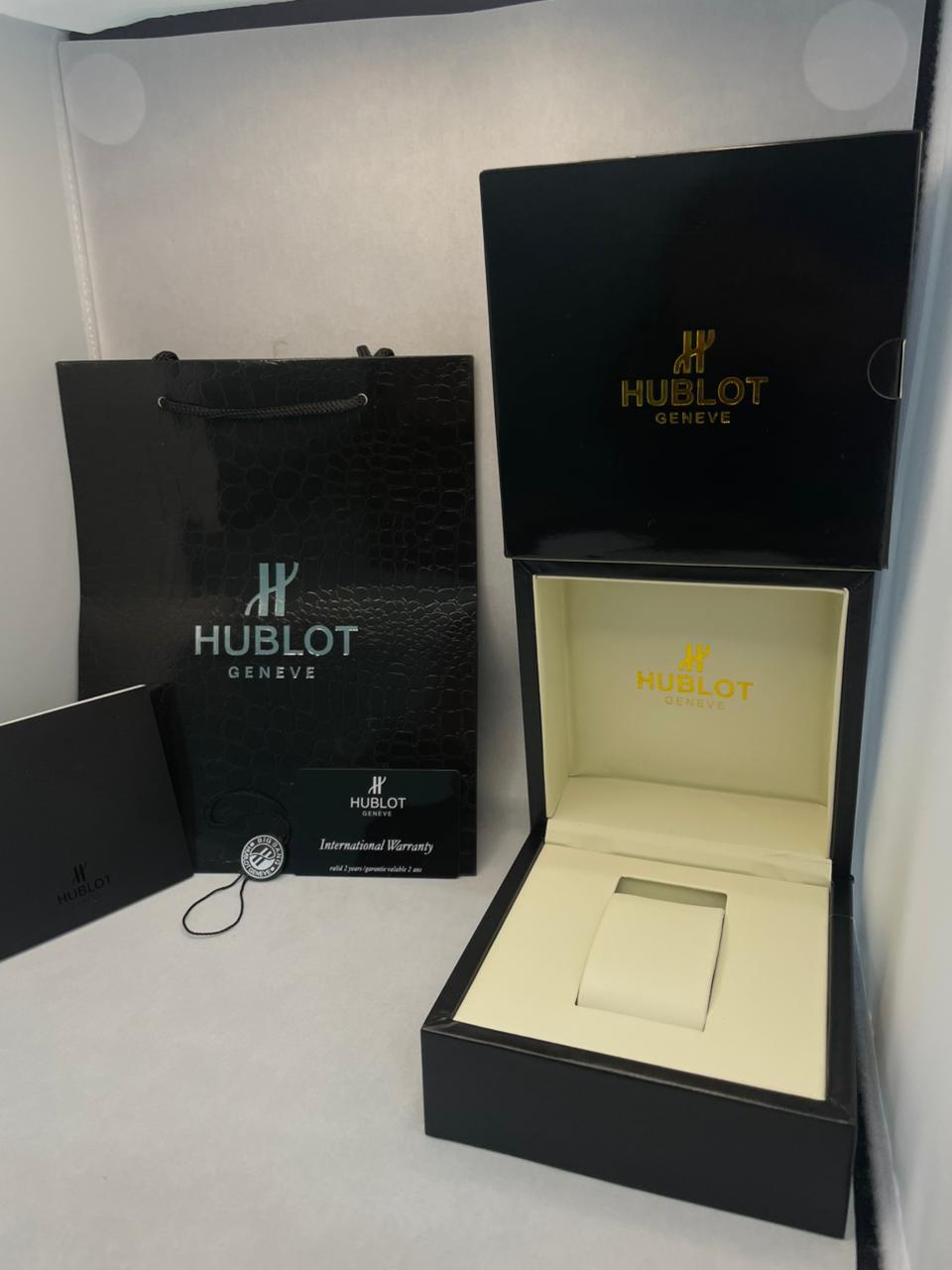 HUBLOT | Luxury Green Skeleton Dial Automatic Watch – Black Stainless Steel Case