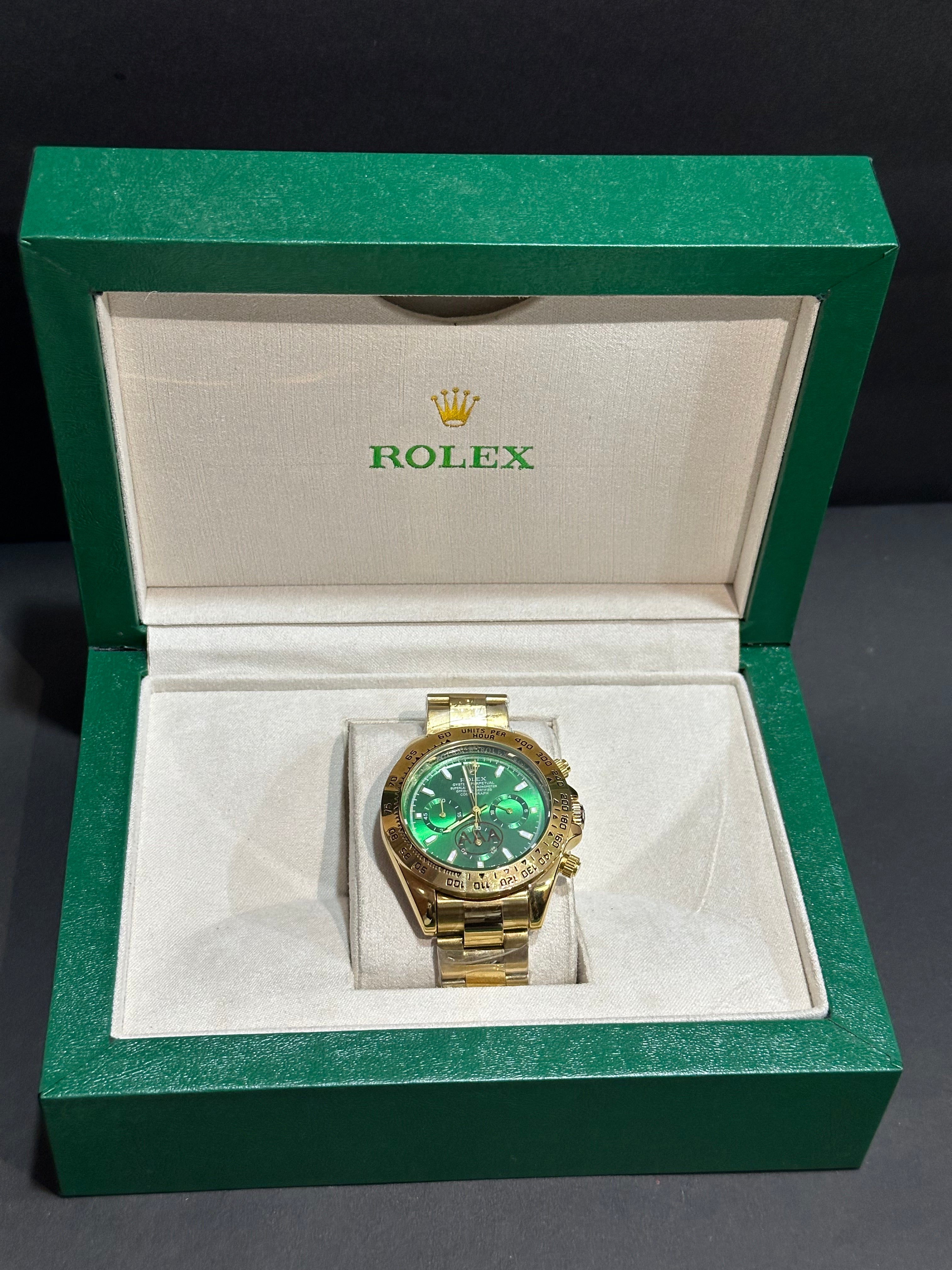 ROLEX PREMIUM WATCH | GREEN DIAL WITH FULLY GOLDEN CHAIN