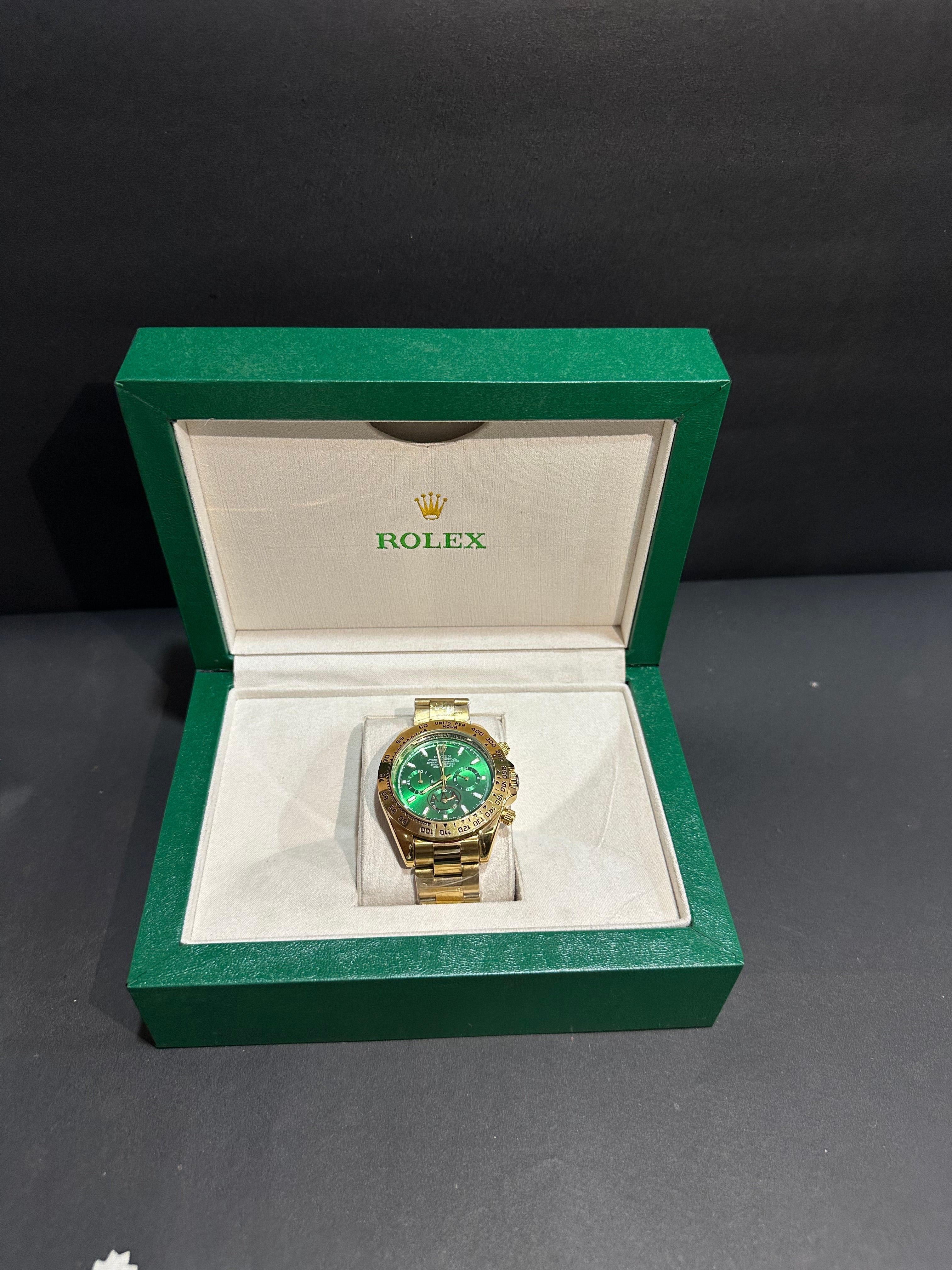 ROLEX PREMIUM WATCH | GREEN DIAL WITH FULLY GOLDEN CHAIN