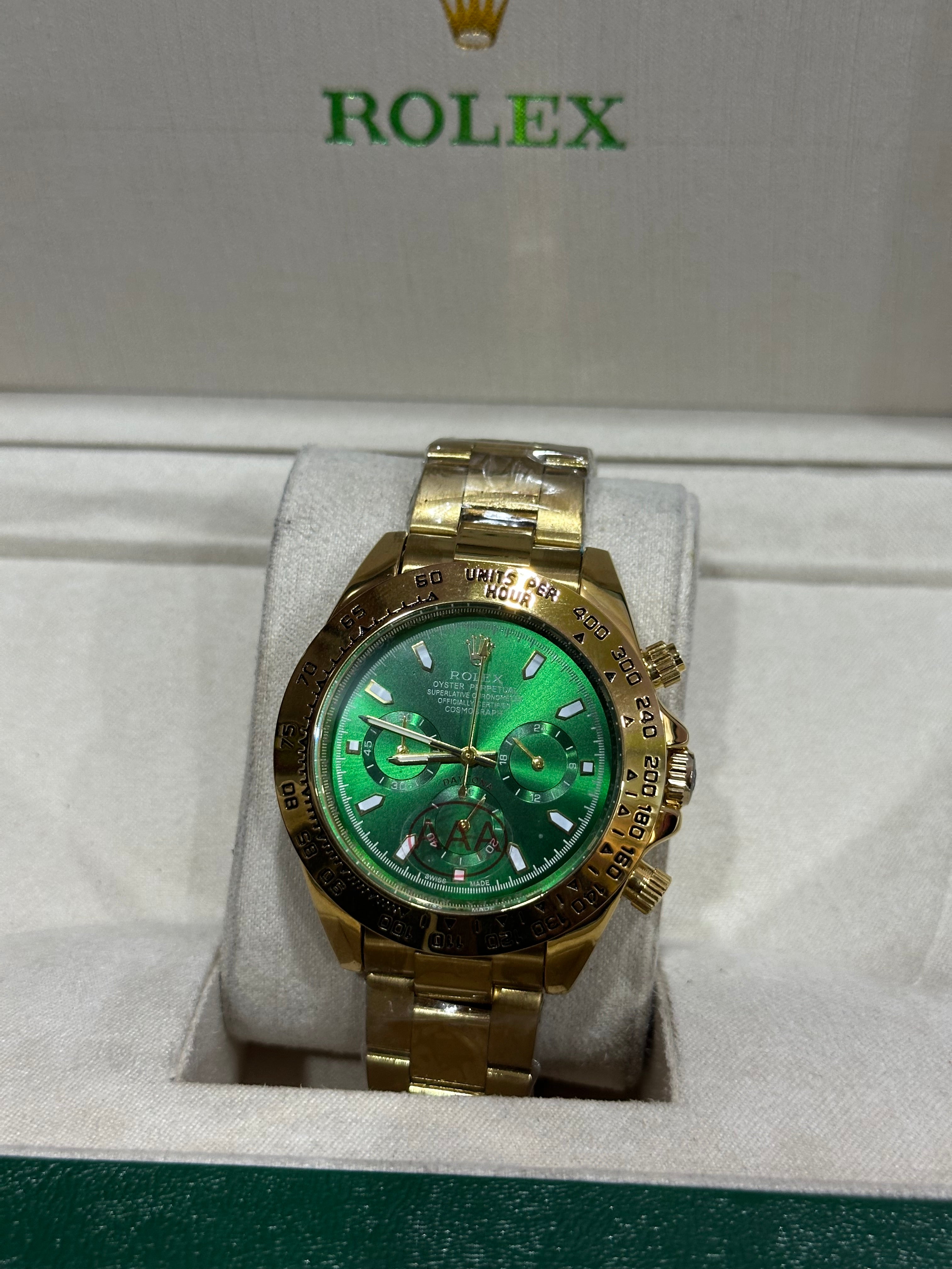ROLEX PREMIUM WATCH | GREEN DIAL WITH FULLY GOLDEN CHAIN