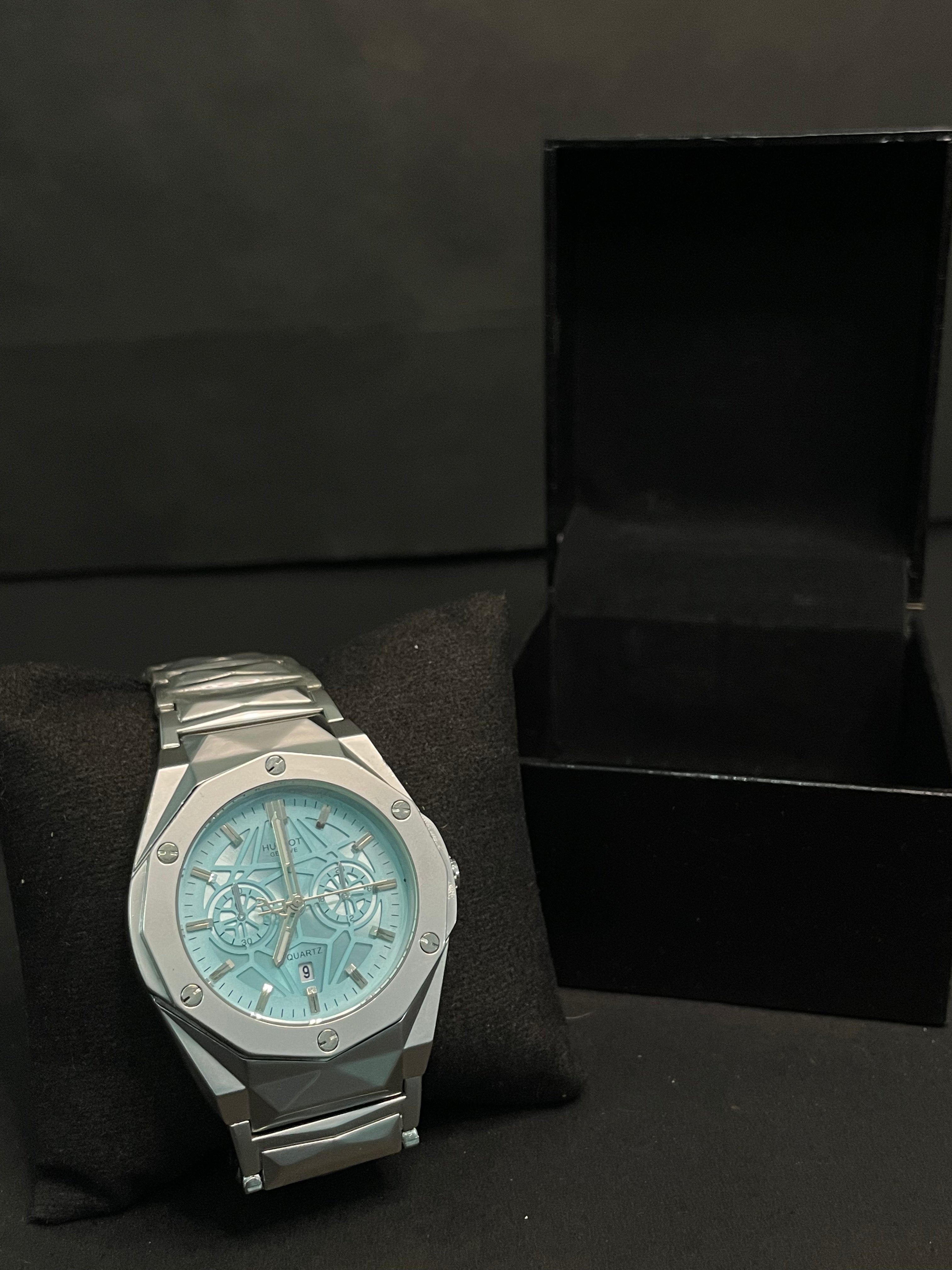 HUBLOT | Ocean Blue Dial Steel Watch – Premium Chrono
