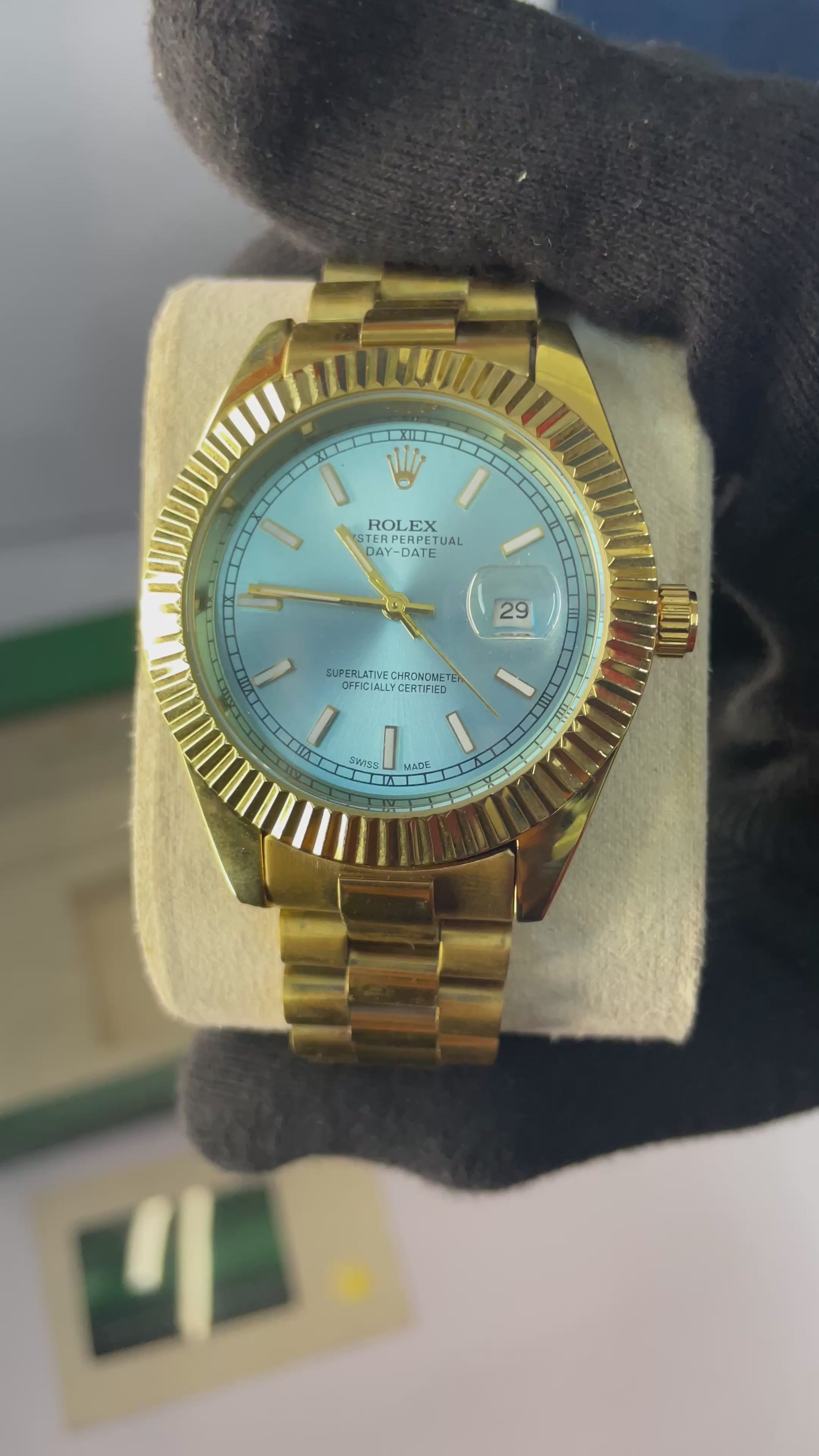 ROLEX PREMIUM WATCH | SKY BLUE DIAL GOLDEN CHAIN